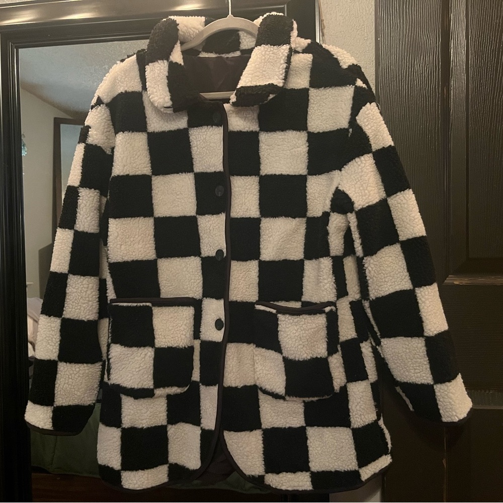 Checkered Black and White Coat